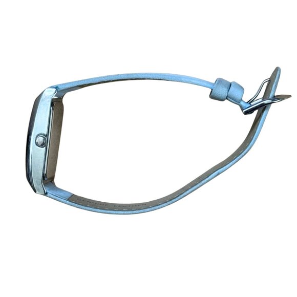 Pedre Watch Silver Tone Colorful Stripe Dial Blue Leather Band Japan MOVT - Picture 2 of 7